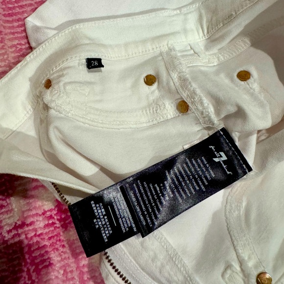 7 For All Mankind Roxanne Ankle Raw Hem Jeans SZ 28 White - Picture 16 of 17